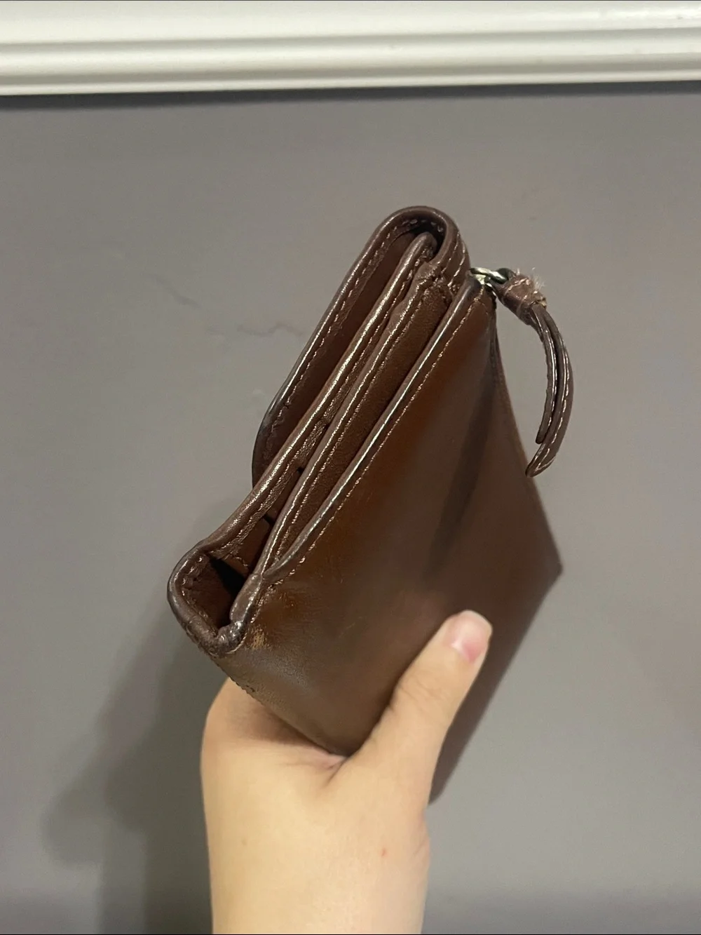 Coach Leather Brown Clutch Tri Fold Wallet